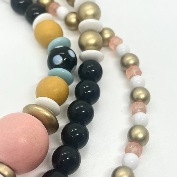 PLUNDER MULTI STRAND LAYER POP ART NECKLACE BEADS STRIPE PENDANT ORANGE PINK - Picture 13 of 16